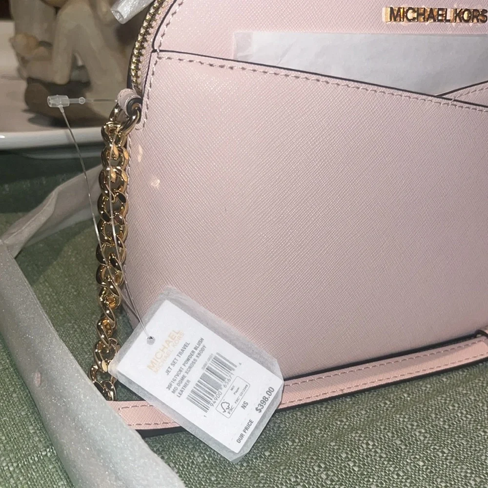 Michael Kors Jet Set Travel Medium Dome Blush Pink Adjustable Crossbody NWT